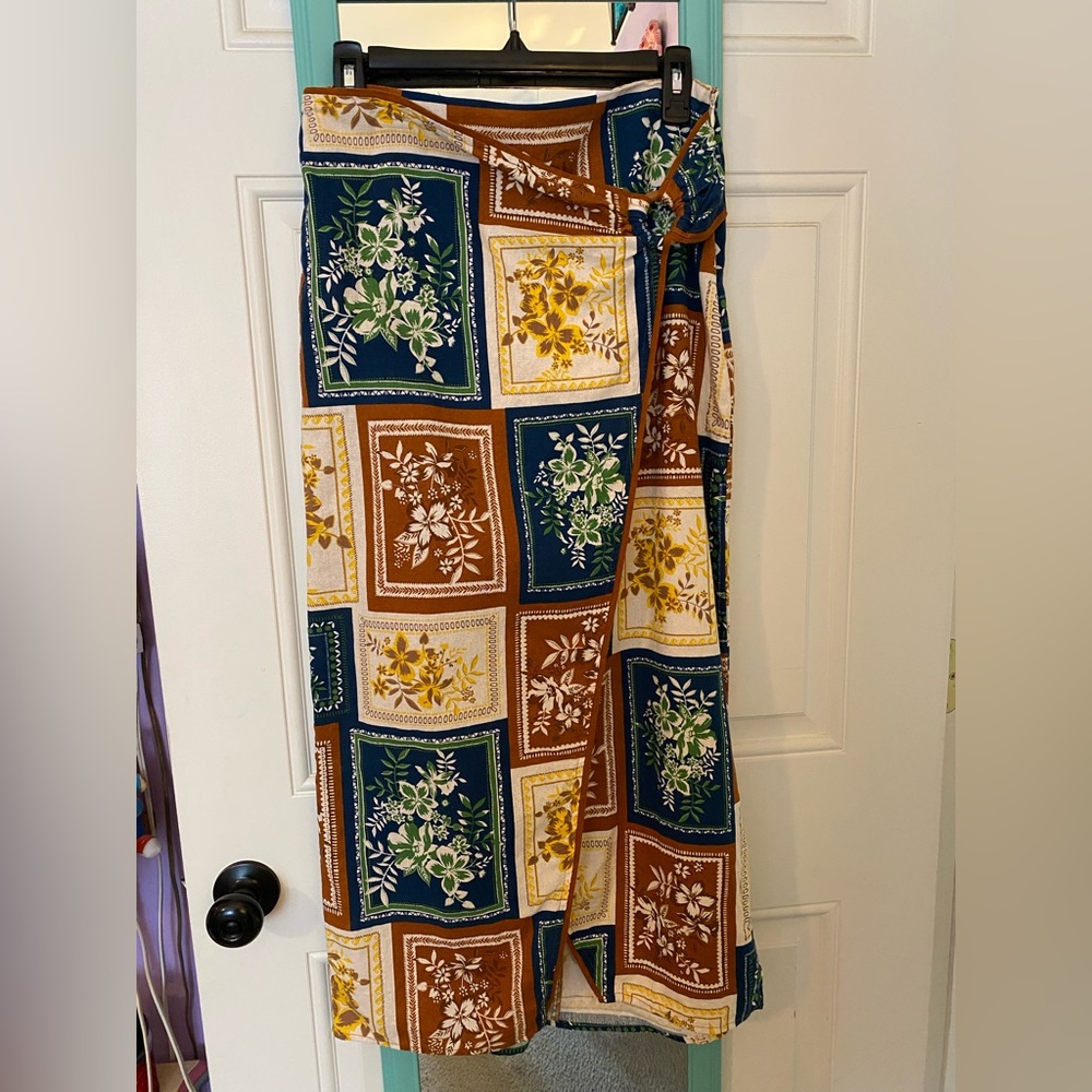 House of Harlow 1960 Patchwork Maxi Skirt in Navy, Brown, Yellow - Picture 3 of 9